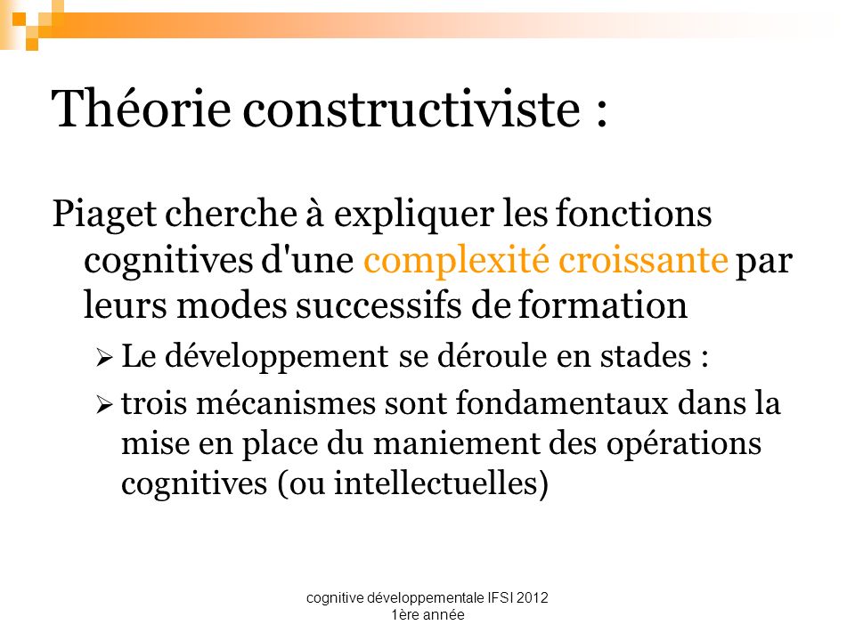 Le d veloppement cognitif de l enfant selon Piaget ppt t l charger